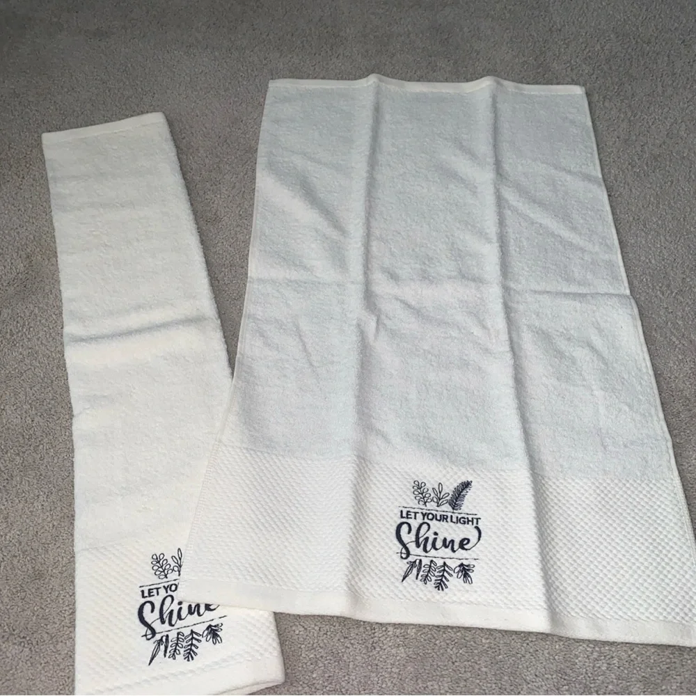 Kassa Decor Cotton “Let Your Light Shine” Religious Dish Kitchen‎ Towel Set Of 2